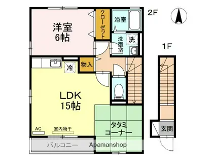 エントピア幸 A(1LDK/2階)の間取り写真