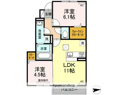 ドミール南吉田(2LDK/1階)の間取り写真