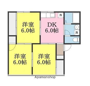 ガーデンハイツG棟(3DK/2階)の間取り写真