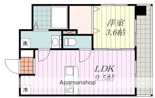 ILMARE柳井町(1LDK/3階)の間取り写真