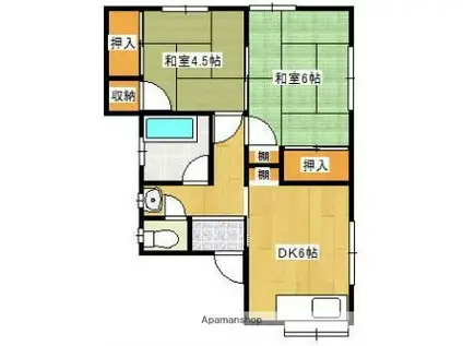 伊予鉄道高浜線 三津駅 徒歩9分 1階建 築39年(2DK)の間取り写真