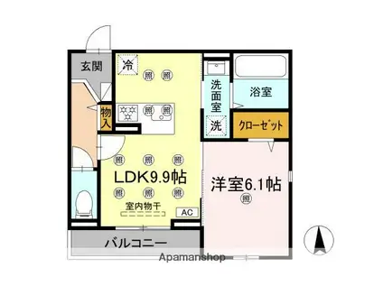 グレイス北持田(1LDK/2階)の間取り写真