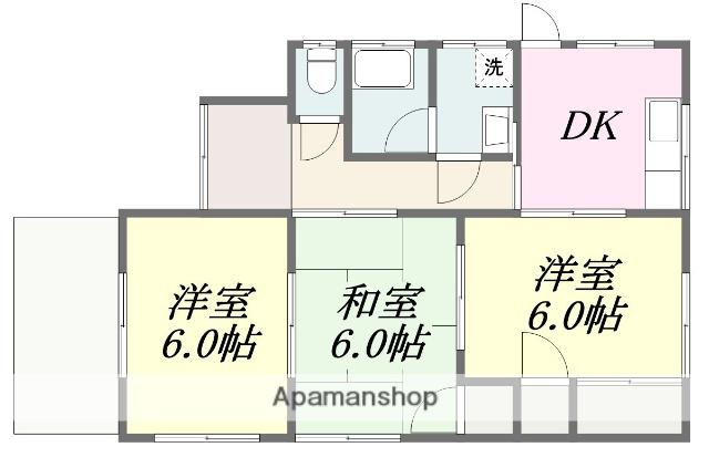 愛媛県松山市 1階建 築37年(3DK)の間取り写真