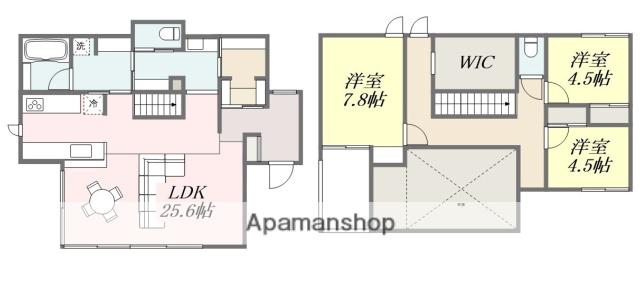 愛媛県松山市 2階建 築5年(3LDK)の間取り写真