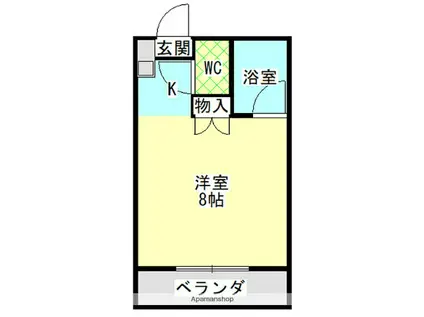 立花グリーンハイツ(ワンルーム/1階)の間取り写真