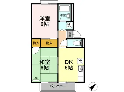 サニーハウス久米(2DK/2階)の間取り写真