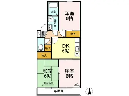 セジュール田中(3DK/1階)の間取り写真