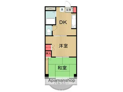 マルイハイビスカス(2DK/4階)の間取り写真