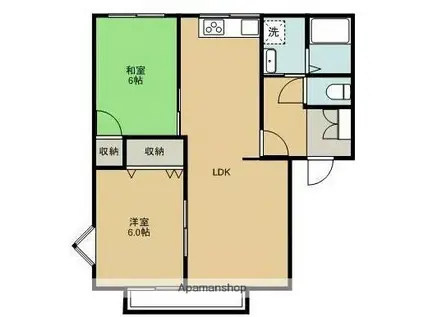 メゾンひうち(2LDK/1階)の間取り写真
