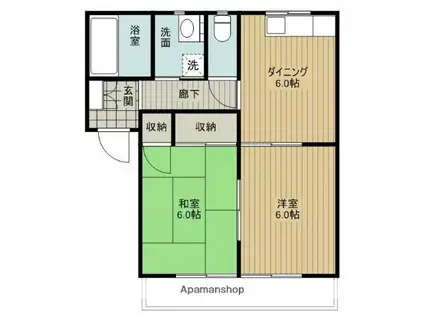 フレグランス喜多川(2DK/1階)の間取り写真