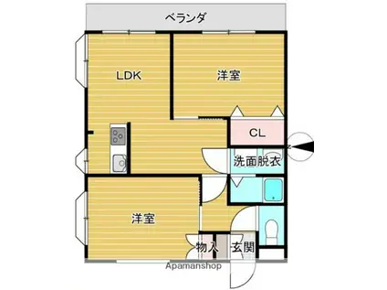 グレース河上(2LDK/3階)の間取り写真