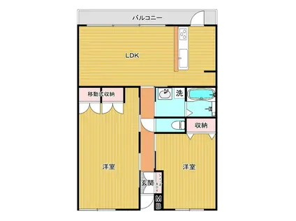 サンライズ西条(2LDK/1階)の間取り写真