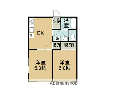 レピュートメイ(2DK/2階)の間取り写真