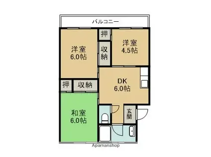 コートタウンふそう(3DK/3階)の間取り写真