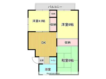 コートタウンふそう(3DK/4階)の間取り写真