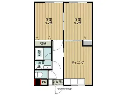 松本マンション5(2DK/4階)の間取り写真