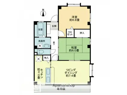 フォブールひうち(2LDK/1階)の間取り写真