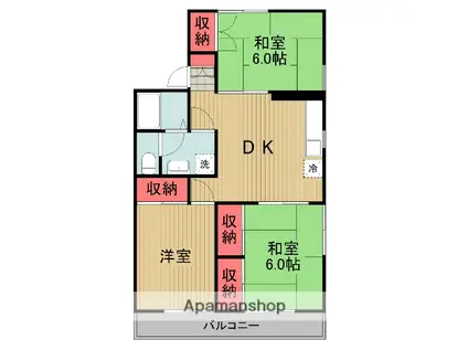 高橋ハイツ(3DK/2階)の間取り写真