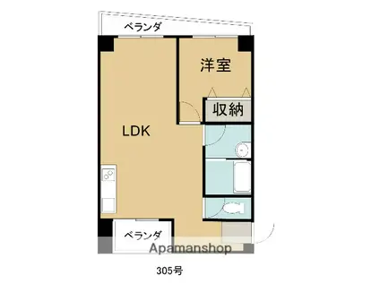 トライアングルビル(1LDK/3階)の間取り写真