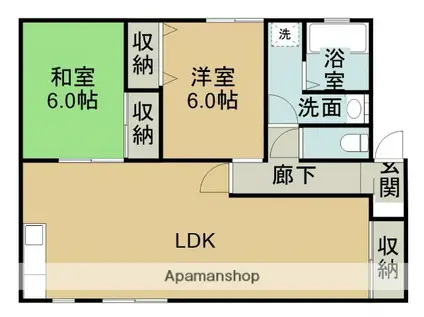 アルバ西条(2LDK/2階)の間取り写真