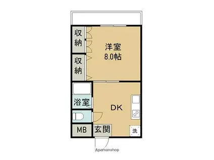 サンフローラル(1DK/3階)の間取り写真