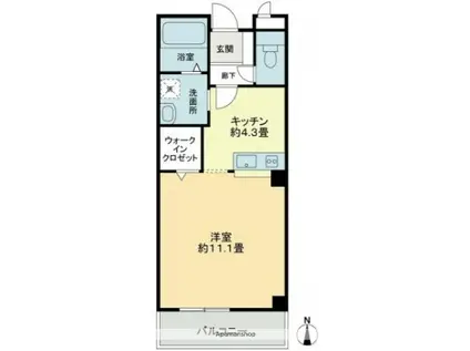 アーバニティⅢ(1DK/3階)の間取り写真