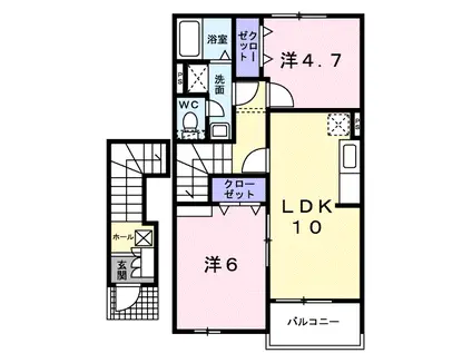 ロッソ・コルサA(2LDK/2階)の間取り写真