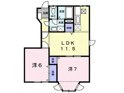 ヴィレッジ・ジュークA(2LDK/1階)の間取り写真