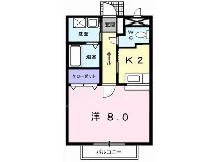 サンフィールド(1K/1階)の間取り写真