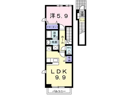 パティオハイツB(1LDK/2階)の間取り写真