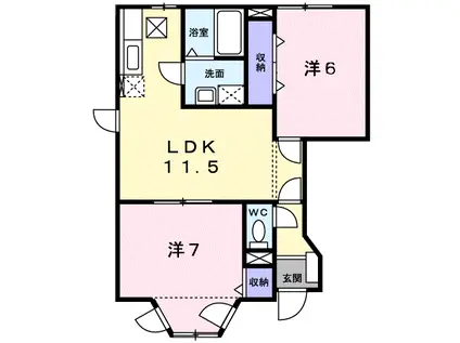 パステーク古川C棟(2LDK/1階)の間取り写真