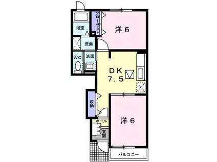 ブルーマーリン B(2DK/1階)の間取り写真