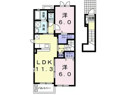 ティア コート(2LDK/2階)の間取り写真