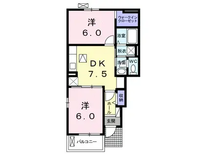 シティ クレメント(2DK/1階)の間取り写真