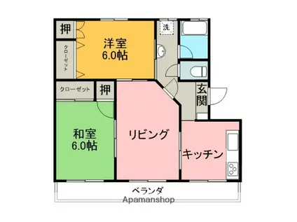 八丁マンション(3DK/2階)の間取り写真