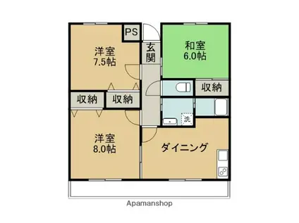 ハイウェイハイツ(3DK/2階)の間取り写真