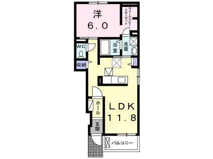 ヴィラ・モデッサ E(1LDK/1階)の間取り写真