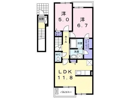 クラレール(2LDK/2階)の間取り写真