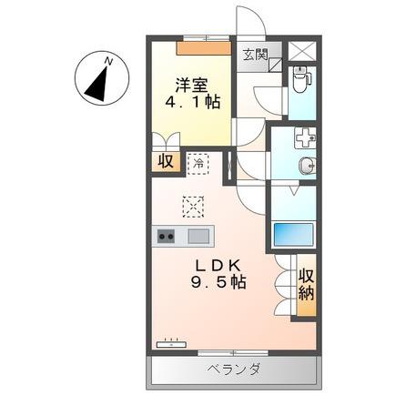 リバティタウン 2番館(1LDK/1階)の間取り写真