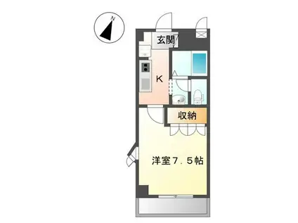 トロワ・ボヌール(1K/2階)の間取り写真