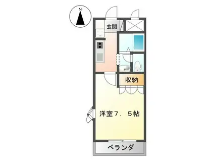 ルミナスサンハイツ(1K/2階)の間取り写真