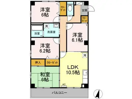 フィネス御殿前通(4LDK/3階)の間取り写真