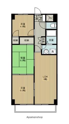 第2コスモハイツ(2LDK/3階)の間取り写真