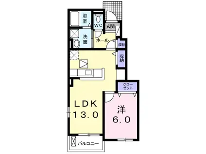 プロスパー キョウエイ Ⅱ(1LDK/1階)の間取り写真