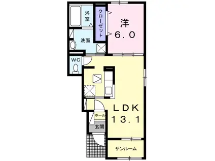 ヴィラ・シャルマン(1LDK/1階)の間取り写真