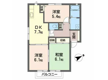 メゾン・リブラ B棟(3DK/2階)の間取り写真