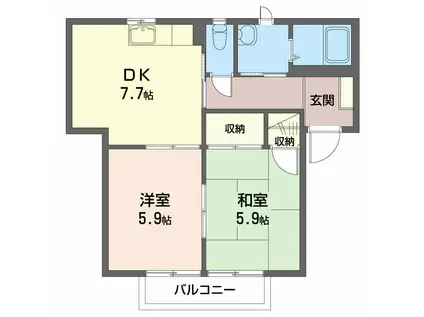 フレグランス喜多川(2DK/2階)の間取り写真