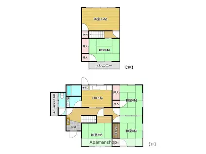 予讃線 伊予西条駅 徒歩26分 2階建 築49年(5DK)の間取り写真