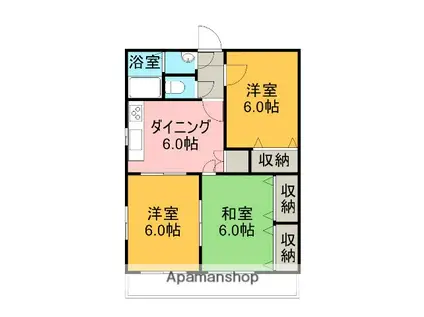 グリーンアベニュー(3DK/2階)の間取り写真