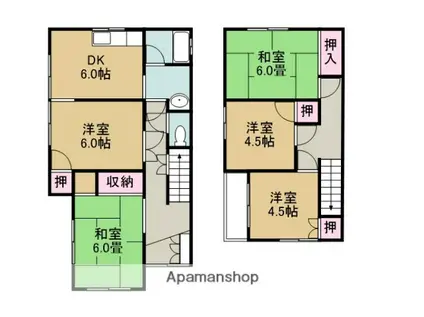 予讃線 今治駅 徒歩40分 2階建 築35年(4LDK)の間取り写真